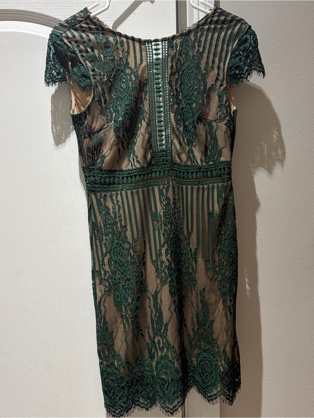 Forever 21 Dark Green Lace Overlay Sheath Dress